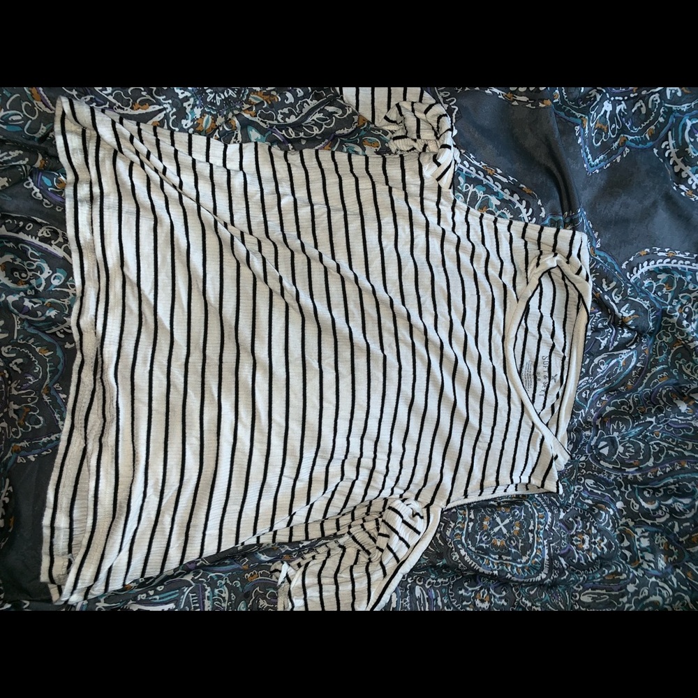 striped cold shoulder top